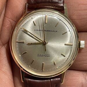 Vintage 1950’s Girard Perregaux Sea Hawk 14k Gold manual wind men’s watch